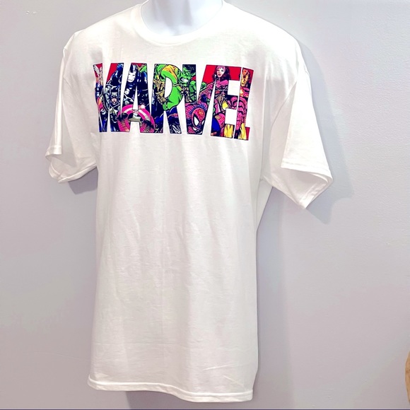 White Marvel Crew Neck T-shirts - Picture 2 of 4